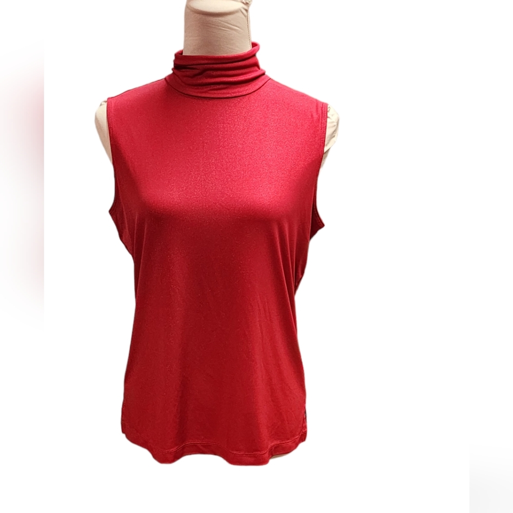 Laura Ashley sleeveless mock neck red top